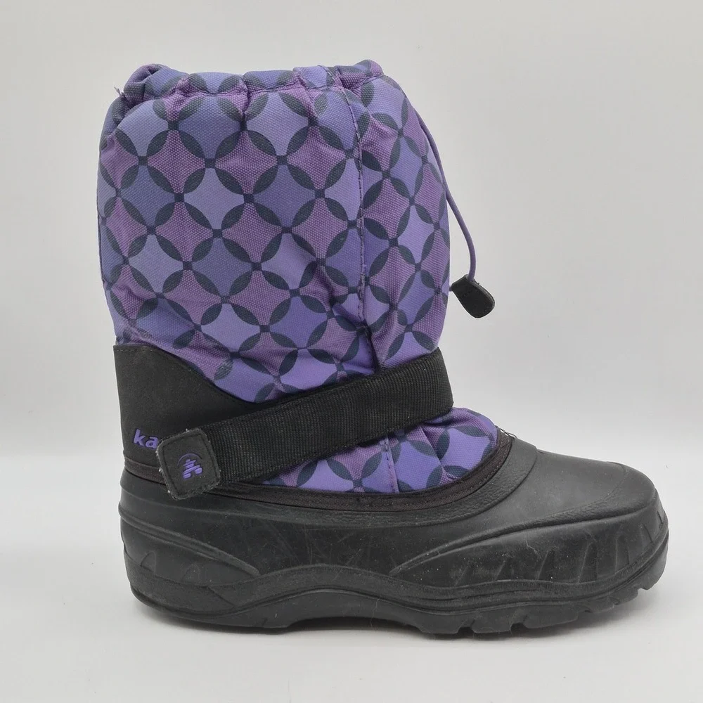 Kamik Snow Boots Youth Size 6 Purple‎ Black Winter Waterproof Drawstring Strap
